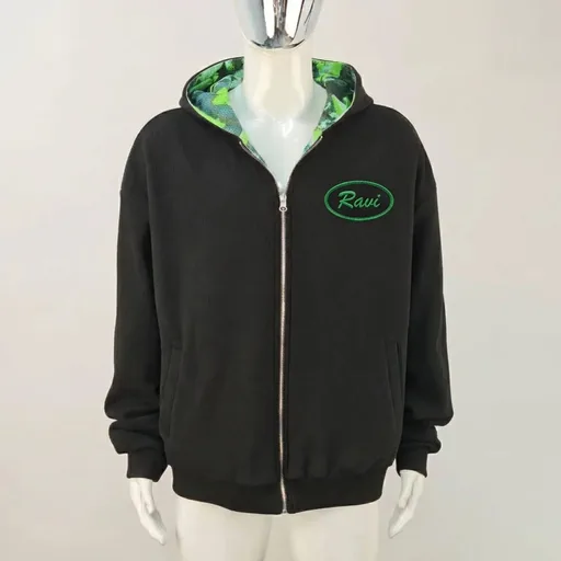Ravisauce Black Zip Hoodie