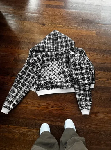 Ravisauce Plaid Cropped Hoodie